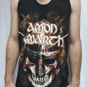 Мъжки потник от памук Amon Amarth с викингски шлем и череп