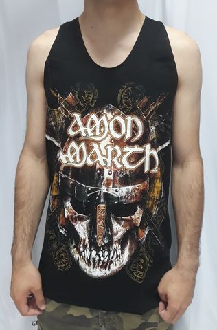 Мъжки потник от памук Amon Amarth с викингски шлем и череп