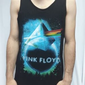 Мъжки потник от памук Pink Floyd Dark Side с призма и планета