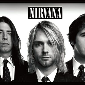 плакат за стена Nirvana с Кърт Кобейн черно-бял