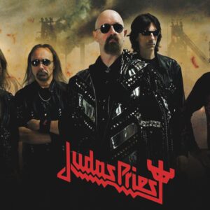 Плакат за стена Judas Priest с Роб Халфорд и червено лого