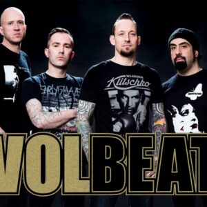Плакат за стена Volbeat с четиримата членове на групата и златисто лого