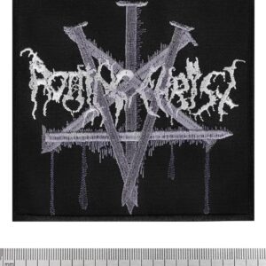 Бродирана нашивка Rotting Christ с лого и пентаграма от пирони на черен фон.