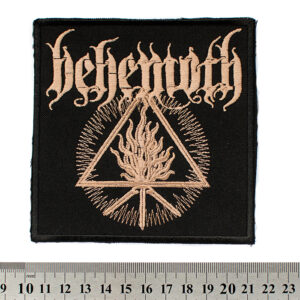 Бродирана нашивка Behemoth Furor Divinus с квадратен дизайн за метъл елек или яке.