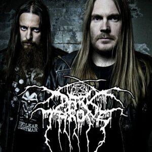 Постер за стена Darkthrone с Fenriz и Nocturno Culto и голямо бяло лого в преден план