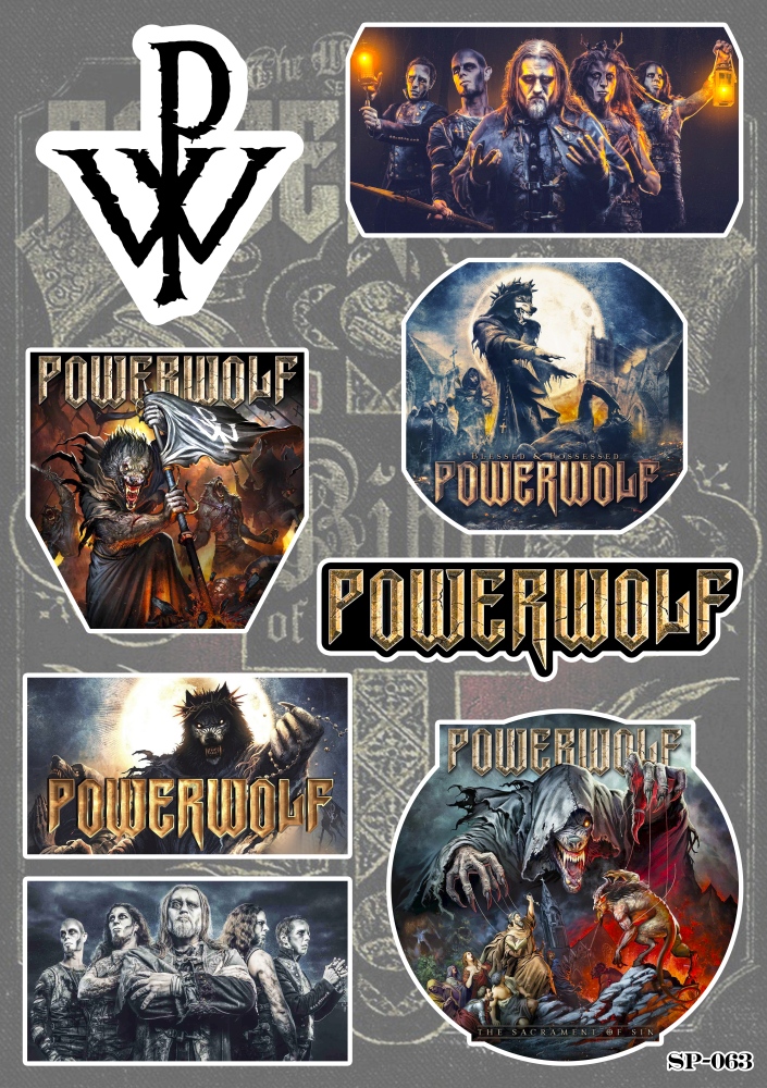 Стикер за лаптоп Powerwolf комплект метъл лепенки А5