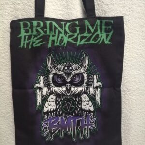Черна текстилна чанта Bring Me The Horizon с бухал и BMTH