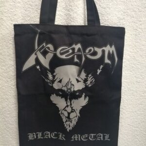 Черна текстилна чанта Venom Black Metal с козел глава лице