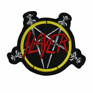 Бродирана нашивка Slayer с лого, пентаграм и мечове