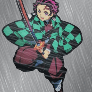 3д стикер за кола с Tanjiro Kamado от Demon Slayer в бойна поза.