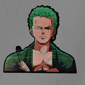 3D аниме стикер за кола Зоро от One Piece с мечоносеца Roronoa Zoro.