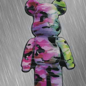 3D стикер за кола Bearbrick Camo розово лилаво камуфлажно мече