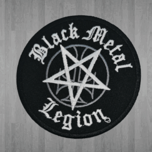 Кръгла бродирана нашивка Black Metal Legion с бял пентаграм.