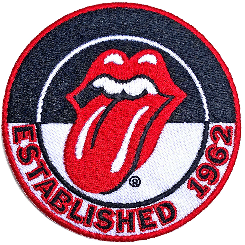 Кръгла бродирана нашивка The Rolling Stones с езика и надпис Established 1962.