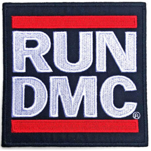 Квадратна нашивка Run DMC с бяло лого на черен фон