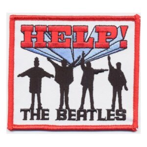 Оригинален пач, нашивка на The Beatles с черни силуети от албума Help! и червен бродиран надпис.