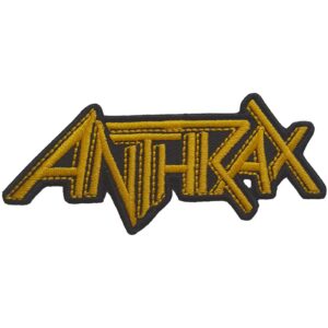 Бродирана нашивка Anthrax с жълто лого за траш метъл фенове.