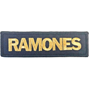 Бродирана нашивка Ramones с жълти букви на черен фон за рок жилетка.