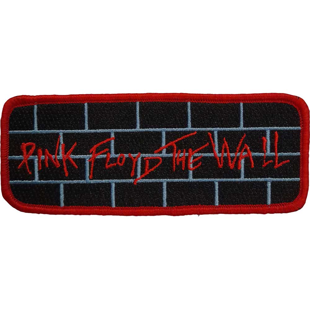 Оригинална нашивка на Pink Floyd с червен надпис The Wall и тухлена стена