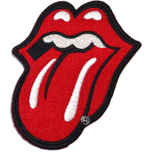 Оригинална нашивка Rolling Stones Tongue с червен език и черна рамка.