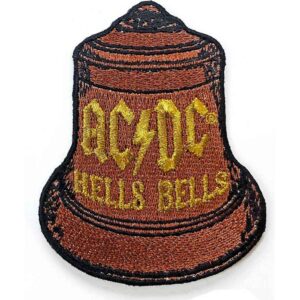 Бродирана нашивка AC/DC Hells Bells с дизайн на камбана и жълто лого.