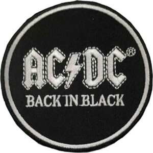 Кръгла оригинална нашивка на AC/DC с бяло лого Back in Black
