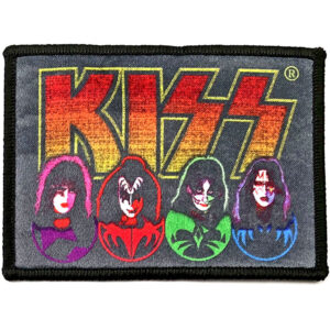 Цветна принтирана нашивка за дрехи KISS с логото и маските на групата.