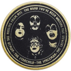 Кръгла оригинална нашивка на KISS с лицата на The Demon, Starchild, Spaceman и Catman