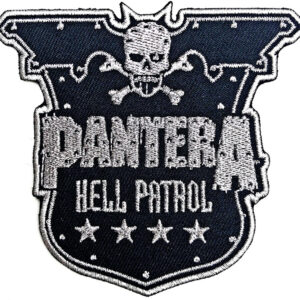 Бродирана нашивка на Pantera Hell Patrol със сребърни конци и дизайн на череп