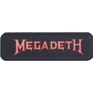 Малка рок нашивка на Megadeth с класическо червено лого върху черен фон