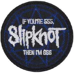 Оригинална кръгла метъл нашивка на Slipknot с надпис 555 666 и синя звезда