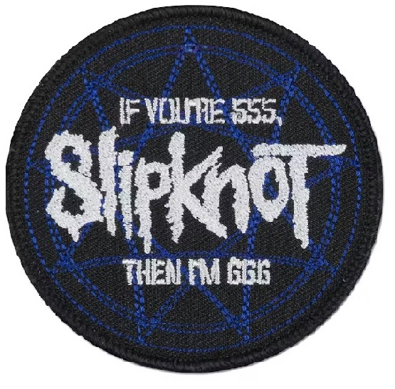 Оригинална кръгла метъл нашивка на Slipknot с надпис 555 666 и синя звезда
