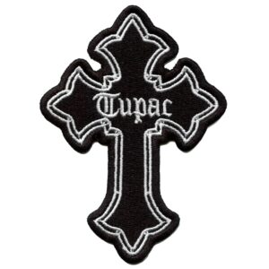 Оригинална бродирана нашивка на 2PAC с готически кръст и надпис Tupac