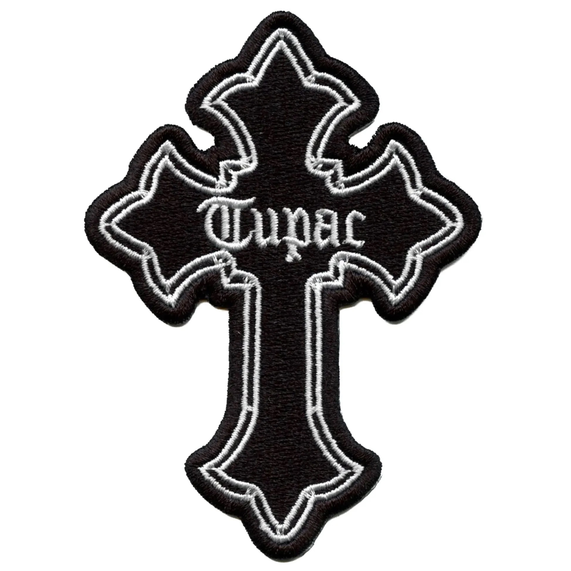 Оригинална бродирана нашивка на 2PAC с готически кръст и надпис Tupac