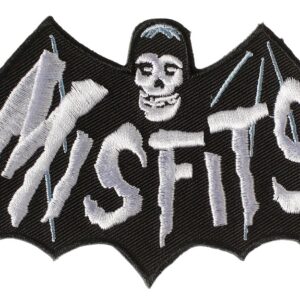 Оригинална пънк нашивка на Misfits със сребърна бродерия и форма на прилеп
