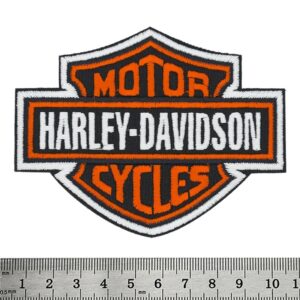 Текстилна нашивка Harley-Davidson с висококачествена оранжева бродерия и размер 10 см