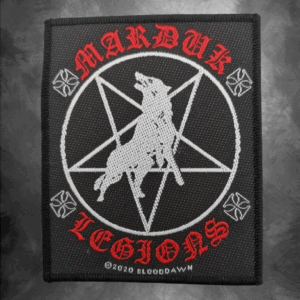 Везана нашивка на Marduk Legions с вълк и пентаграма за деним яке.