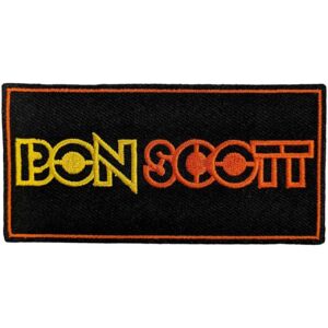 Английска нашивка на AC/DC – Bon Scott с бродиран жълто-оранжев надпис