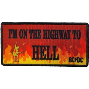 Нашивка на AC/DC Highway to Hell с пламъци и силует на Ангъс Йънг