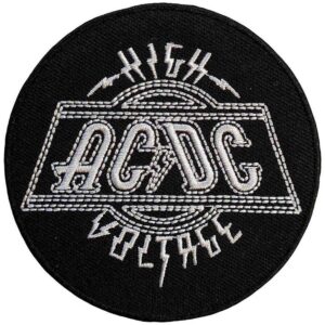 Кръгла нашивка на AC/DC High Voltage с бродирано лого и светкавици