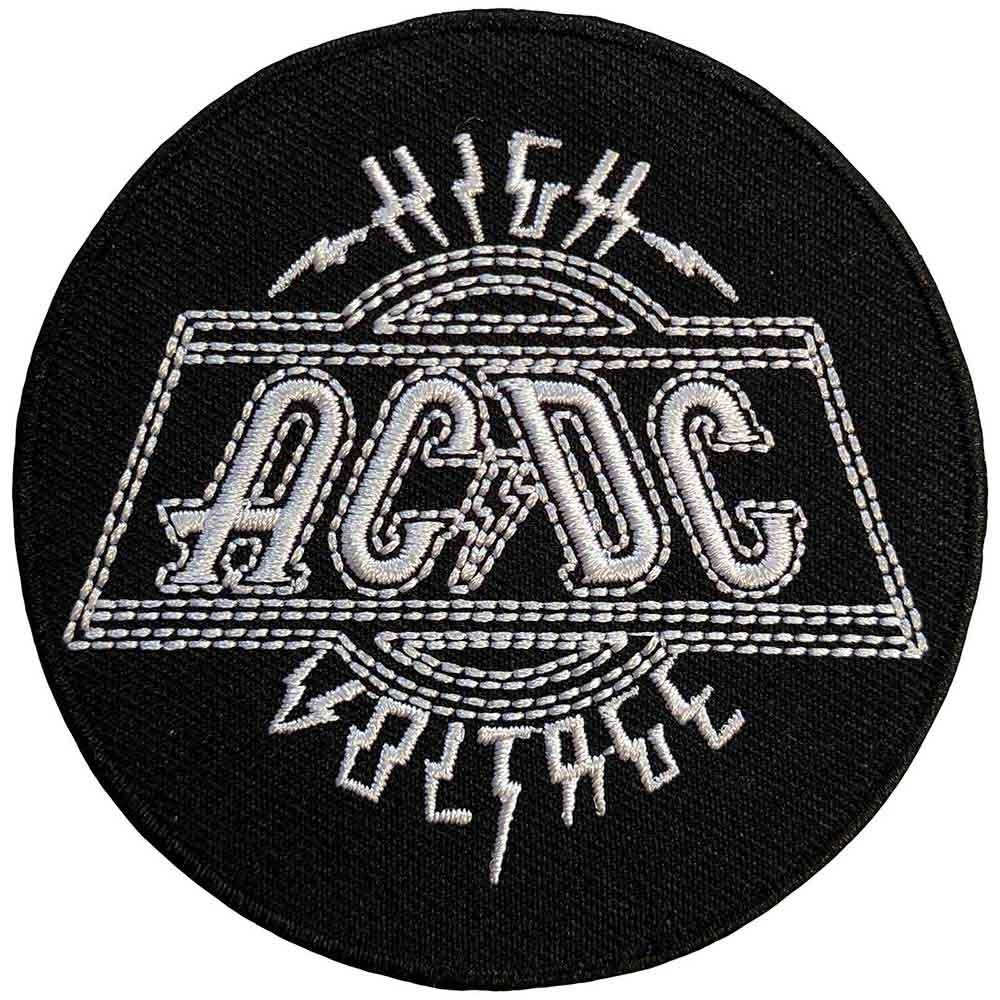 Кръгла нашивка на AC/DC High Voltage с бродирано лого и светкавици