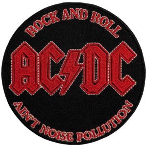 Нашивка на AC/DC – Ain't Noise с червено бродирано лого и бял надпис