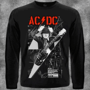 Мъжка блуза с дълъг ръкав AC/DC с голяма щампа на китариста Ангъс Йънг.