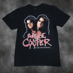 Черна тениска с щампа на лицето на Alice Cooper от албума "Paranormal".