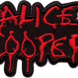Бродирана черна нашивка Alice Cooper с наситено червено кърваво лого.
