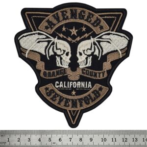 Оригинална бродирана нашивка на Avenged Sevenfold с черепи и крила Orange County.