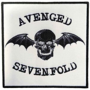 Нашивка на Avenged Sevenfold с черен Deathbat на бял фон