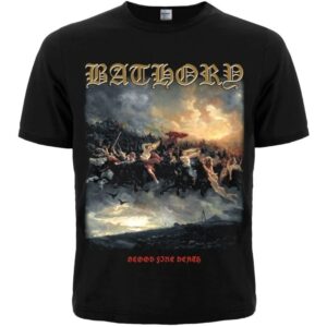 Тениска Bathory - Blood Fire Death с картината Ловът на Один и златно лого