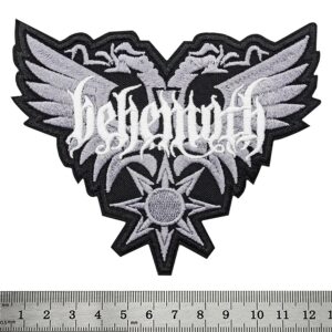 Бродирана нашивка на Behemoth със сив орел за метъл яке.