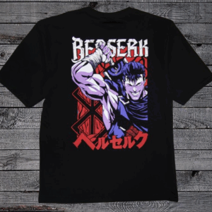 Черна аниме тениска Berserk с червен символ отпред